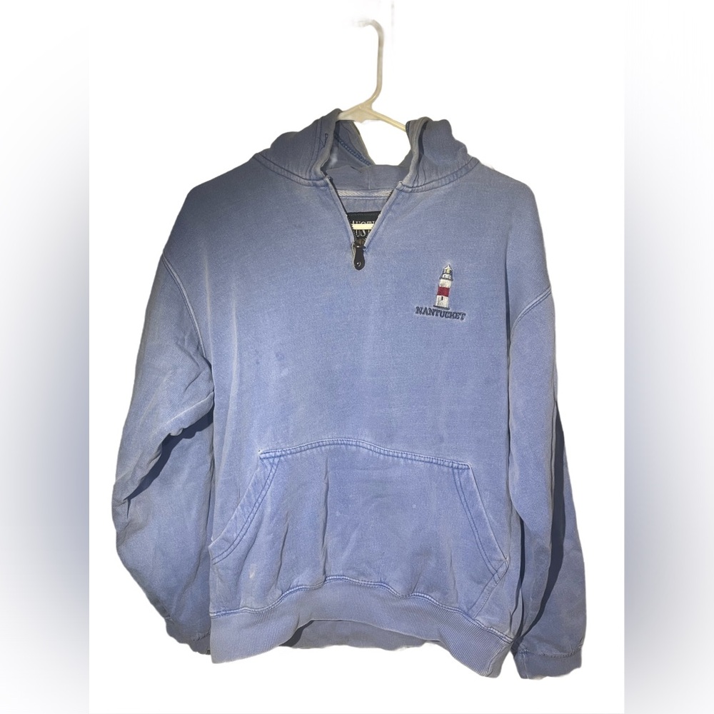 Nantucket Blue Wash Half-Zip Hoodie Sweatshirt
